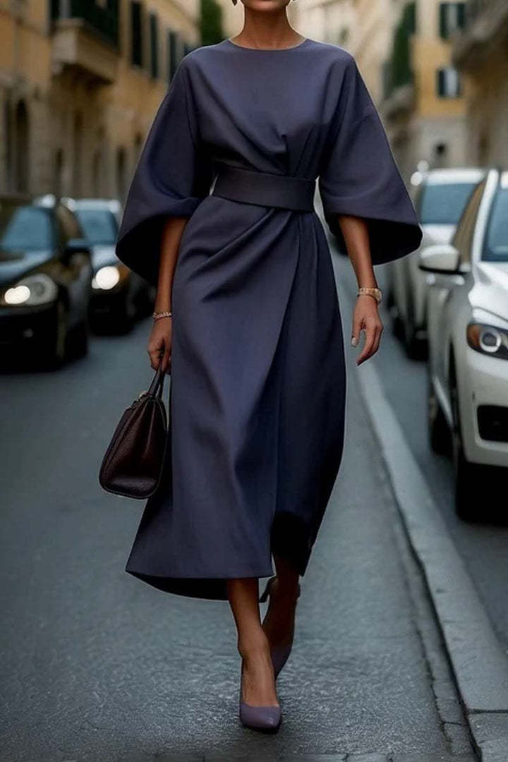 Batwing Sleeve Waist-Tied Dress