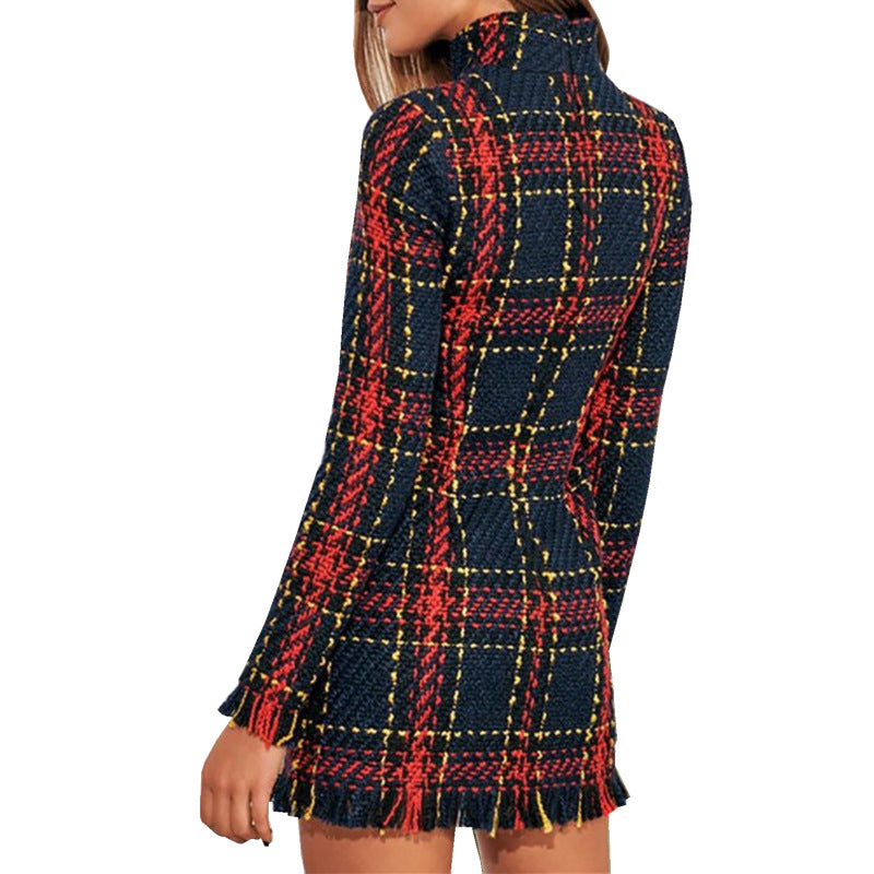 Striped & Plaid Fitted Dress