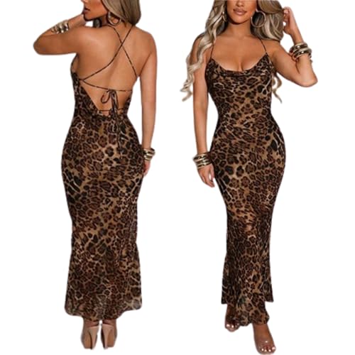 Leopard Print V-Neck Maxi Dress